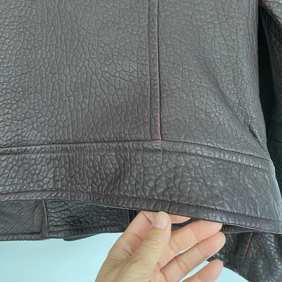 Mackage Lisa Pebbled Leather Jacket Bordeaux Size M - Picture 6 of 8